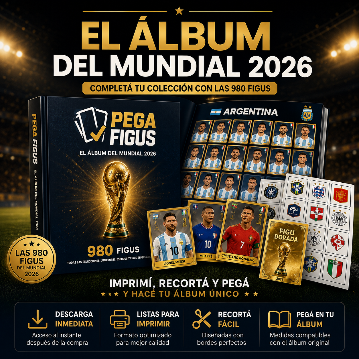 PegaFigus — Pack Álbum Mundial 2026 | 980 Láminas para Imprimir y Pegar